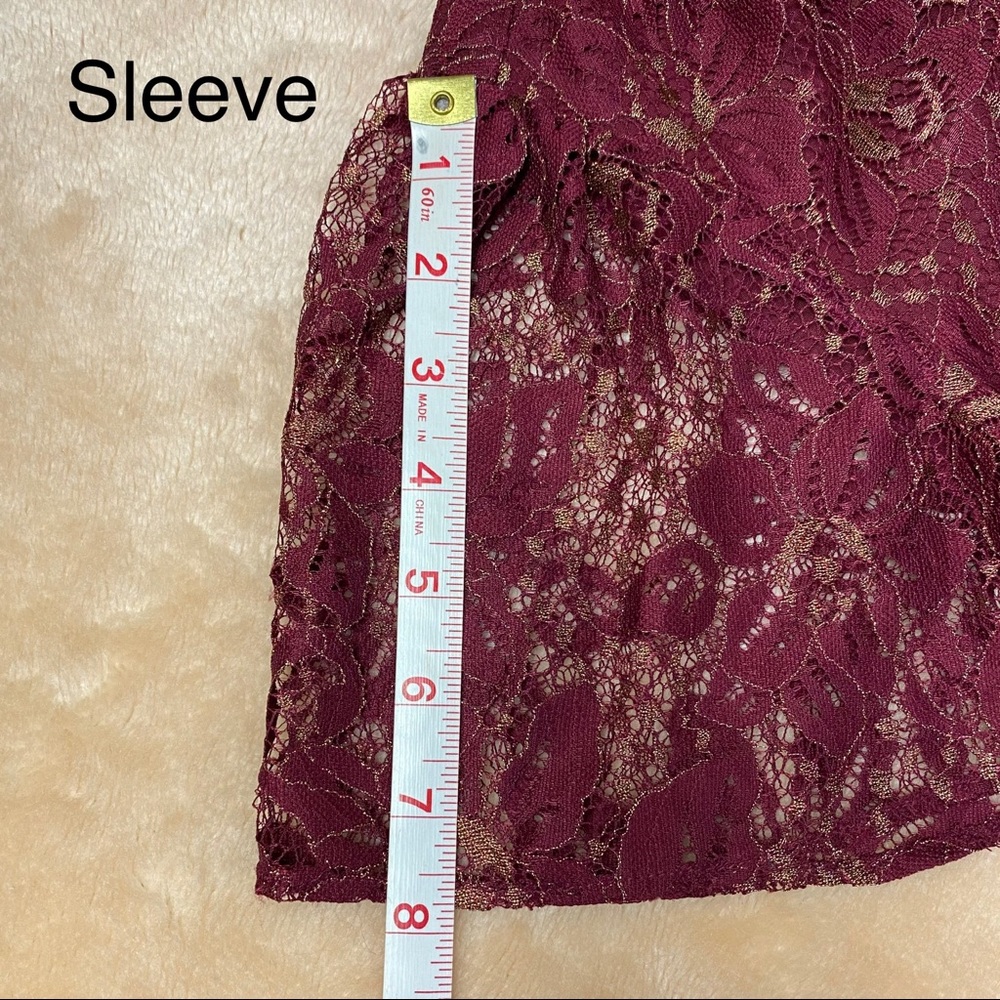 Chelsea28 Red Velvet/Burgundy Metallic Floral Lace Fit & Flare Dress
Size XXS - Picture 13 of 14